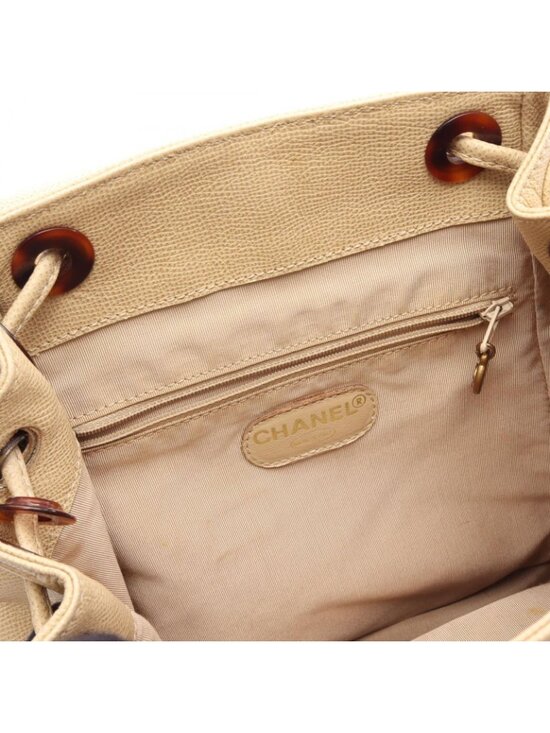 Chanel Backpack CC Logo Light Beige Caviar Leather main image 11